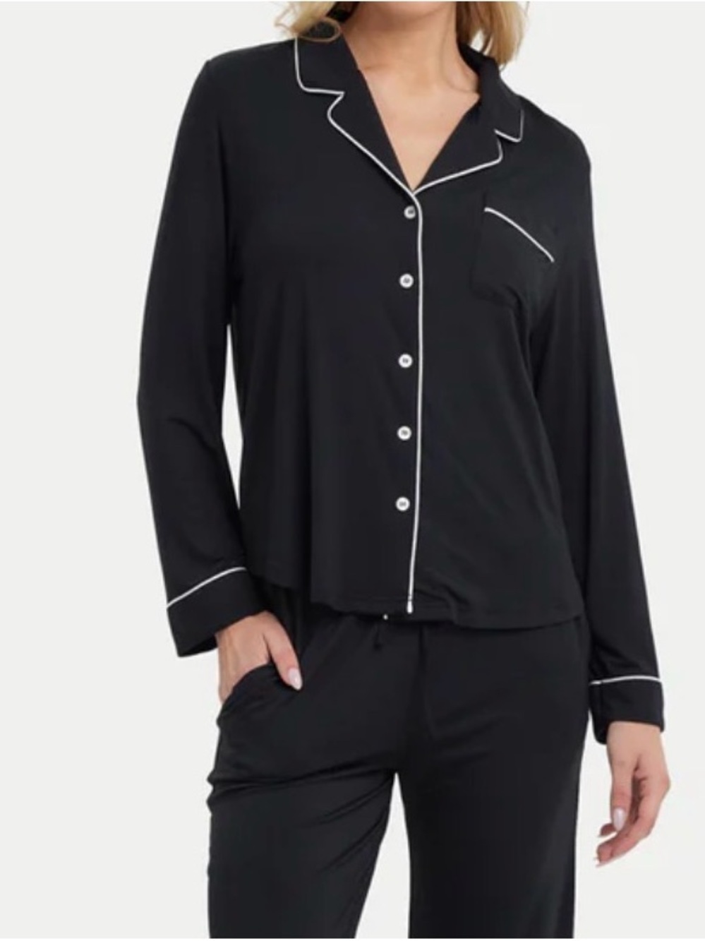 Cozy Earth Women's Bamboo Stretch-Knit Long Sleeve Pajama Top XL Sleepwear